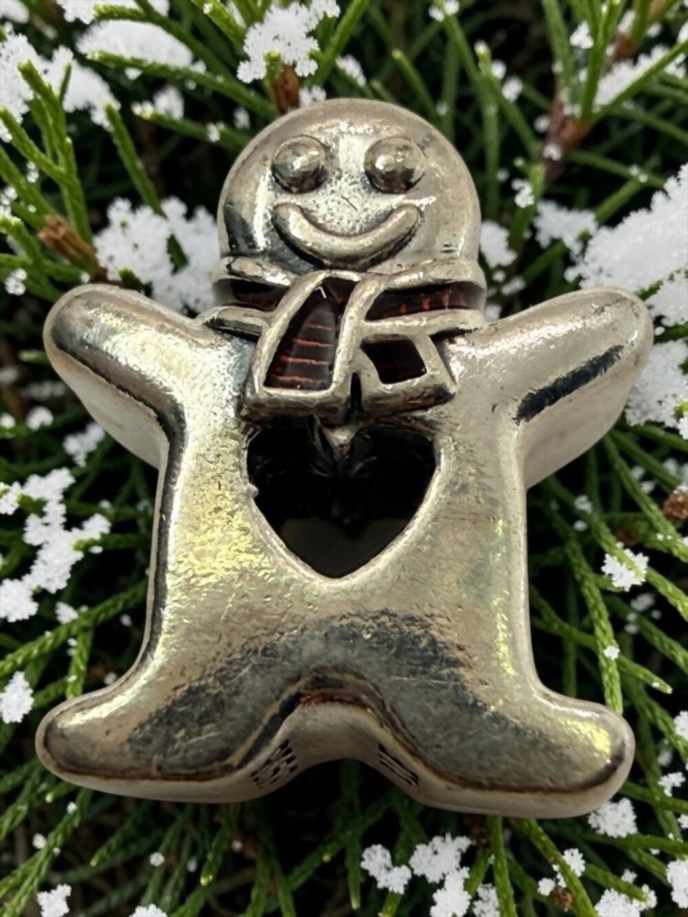Pandora Sterling Silver Gingerbread Man Red Scarf Christmas Charm Retired
